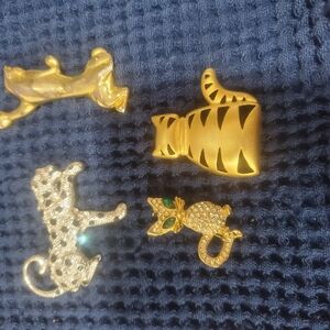 Gold and Silver Animal Brooch Set